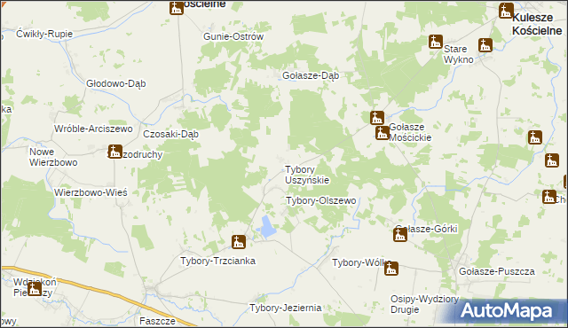 mapa Tybory Uszyńskie, Tybory Uszyńskie na mapie Targeo