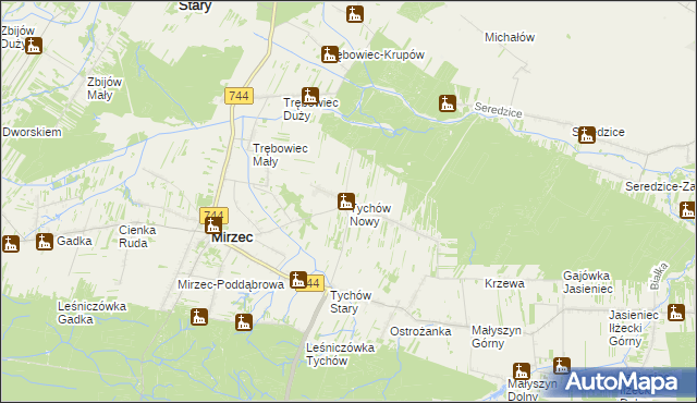 mapa Tychów Nowy, Tychów Nowy na mapie Targeo