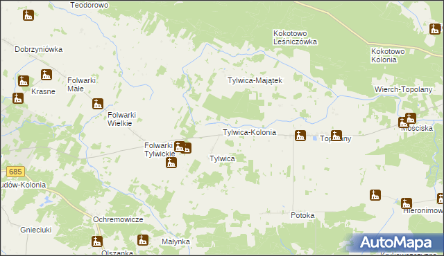 mapa Tylwica-Kolonia, Tylwica-Kolonia na mapie Targeo