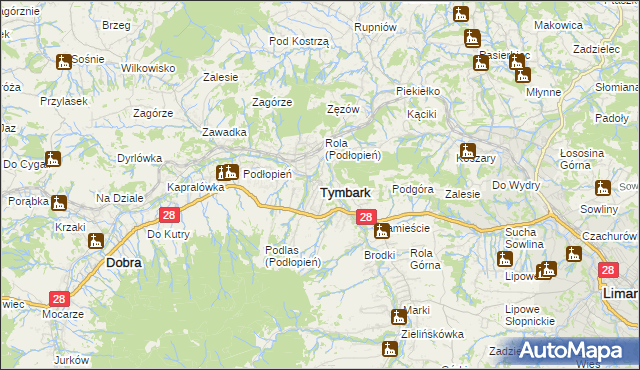 mapa Tymbark, Tymbark na mapie Targeo