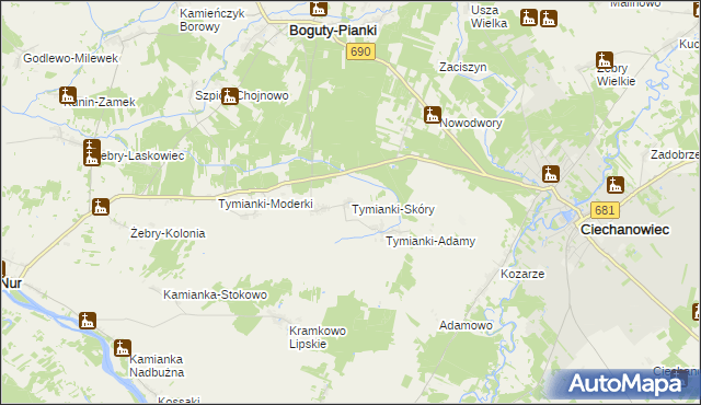 mapa Tymianki-Skóry, Tymianki-Skóry na mapie Targeo