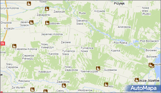 mapa Tymienica Nowa, Tymienica Nowa na mapie Targeo