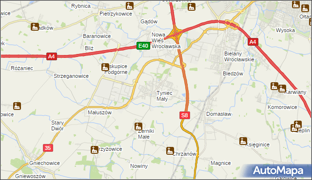 mapa Tyniec Mały, Tyniec Mały na mapie Targeo