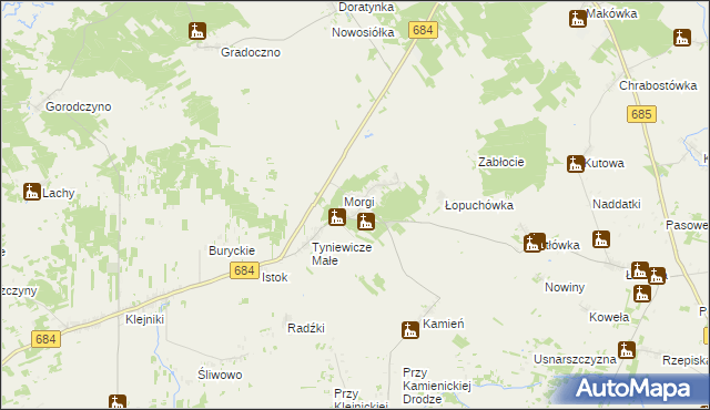 mapa Tyniewicze Duże, Tyniewicze Duże na mapie Targeo