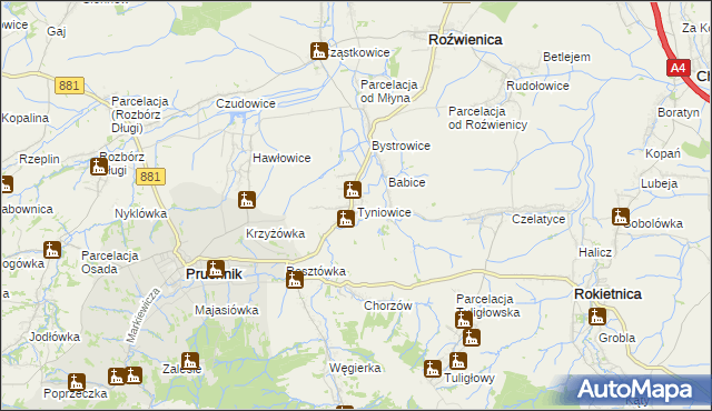 mapa Tyniowice, Tyniowice na mapie Targeo