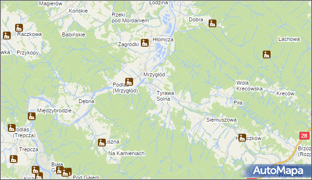 mapa Tyrawa Solna, Tyrawa Solna na mapie Targeo