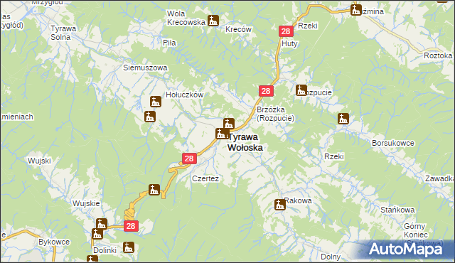 mapa Tyrawa Wołoska, Tyrawa Wołoska na mapie Targeo