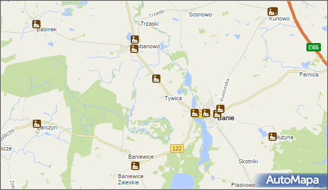 mapa Tywica, Tywica na mapie Targeo