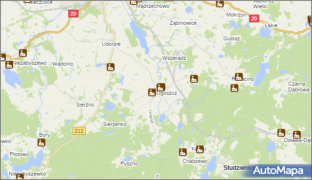 mapa Ugoszcz gmina Studzienice, Ugoszcz gmina Studzienice na mapie Targeo