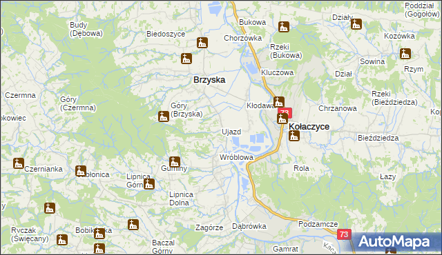 mapa Ujazd gmina Brzyska, Ujazd gmina Brzyska na mapie Targeo