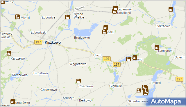 mapa Ujazd gmina Kiszkowo, Ujazd gmina Kiszkowo na mapie Targeo