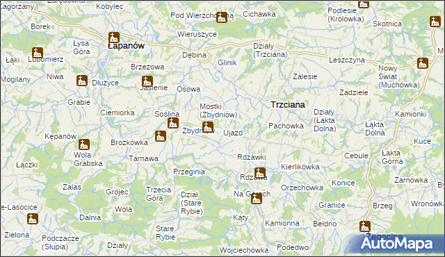 mapa Ujazd gmina Trzciana, Ujazd gmina Trzciana na mapie Targeo