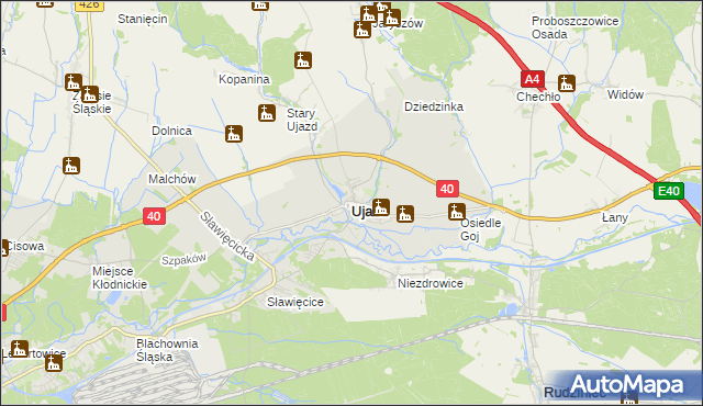 mapa Ujazd powiat strzelecki, Ujazd powiat strzelecki na mapie Targeo