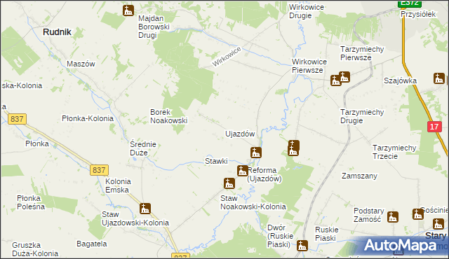 mapa Ujazdów gmina Nielisz, Ujazdów gmina Nielisz na mapie Targeo