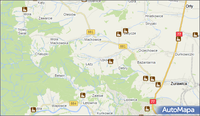 mapa Ujkowice, Ujkowice na mapie Targeo