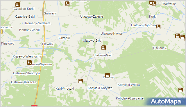 mapa Ulatowo-Gać, Ulatowo-Gać na mapie Targeo