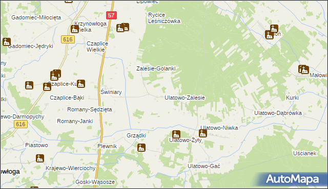 mapa Ulatowo-Zalesie, Ulatowo-Zalesie na mapie Targeo