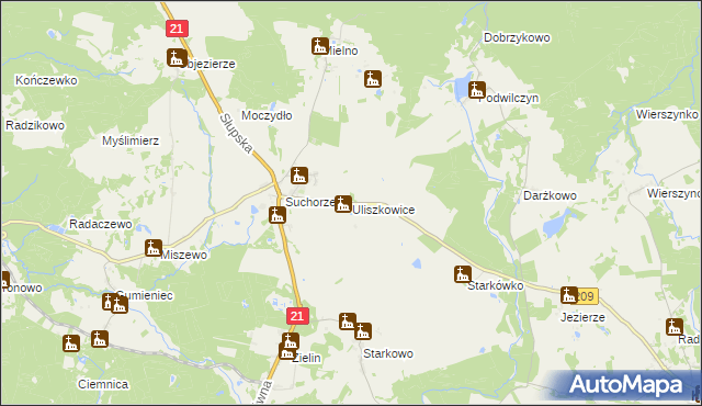 mapa Uliszkowice, Uliszkowice na mapie Targeo