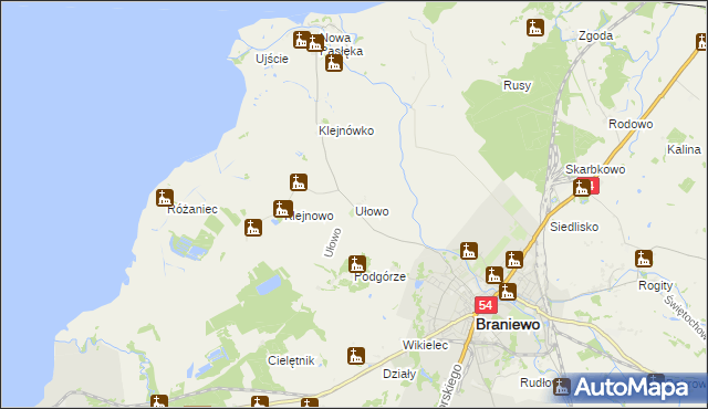 mapa Ułowo, Ułowo na mapie Targeo