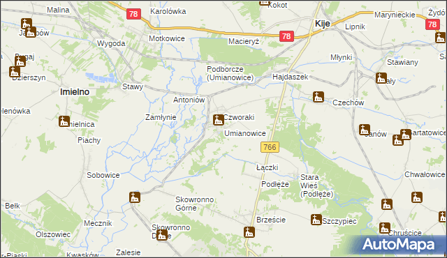 mapa Umianowice, Umianowice na mapie Targeo