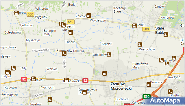 mapa Umiastów, Umiastów na mapie Targeo