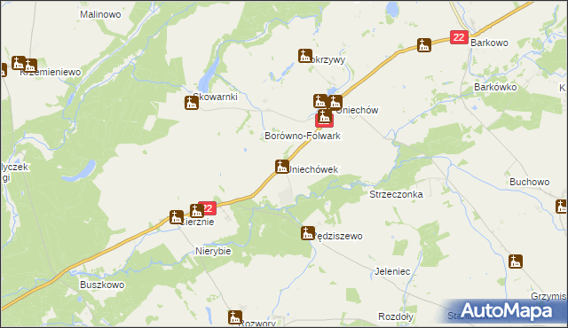 mapa Uniechówek, Uniechówek na mapie Targeo