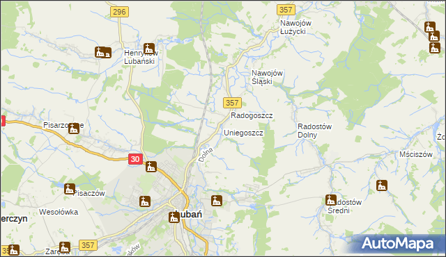 mapa Uniegoszcz, Uniegoszcz na mapie Targeo