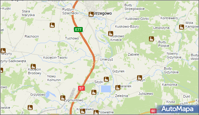 mapa Unierzyż, Unierzyż na mapie Targeo