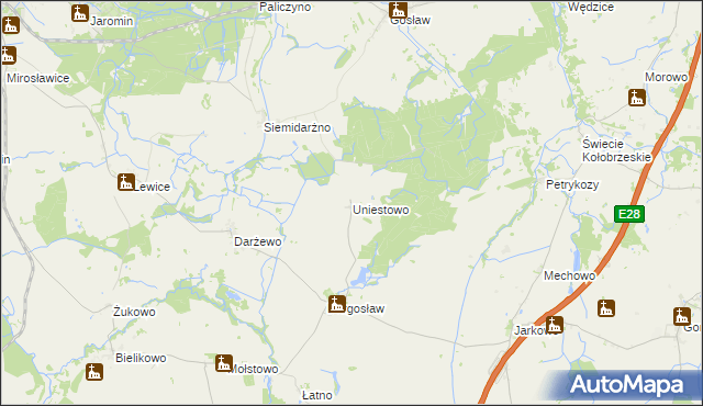 mapa Uniestowo, Uniestowo na mapie Targeo