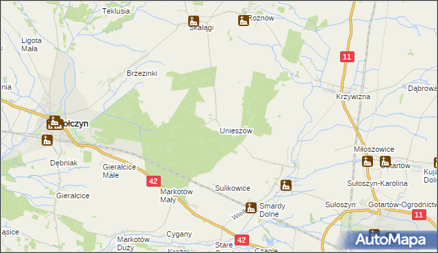 mapa Unieszów, Unieszów na mapie Targeo
