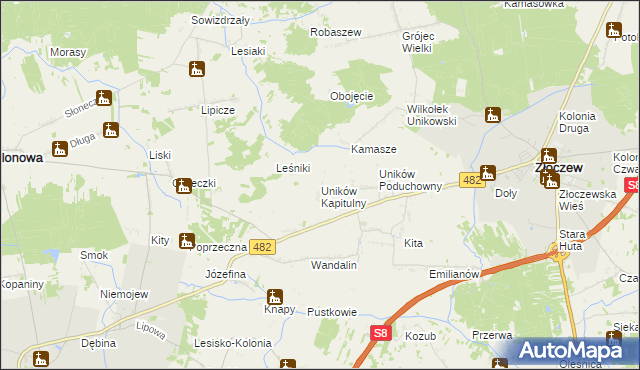 mapa Uników Kapitulny, Uników Kapitulny na mapie Targeo