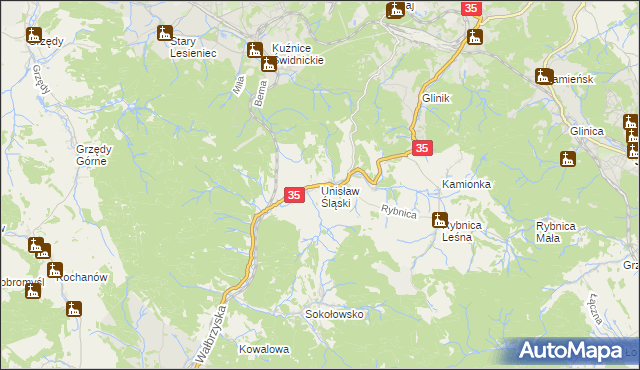 mapa Unisław Śląski, Unisław Śląski na mapie Targeo