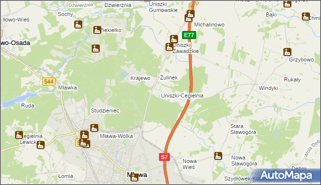 mapa Uniszki-Cegielnia, Uniszki-Cegielnia na mapie Targeo