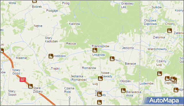 mapa Urbanów, Urbanów na mapie Targeo