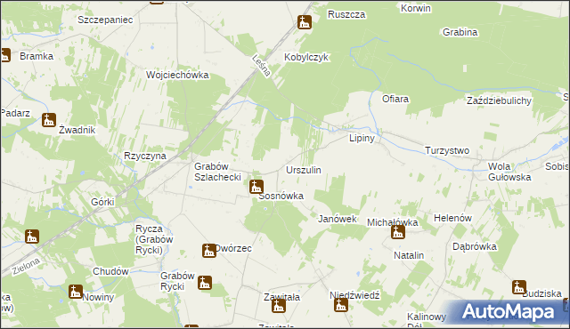 mapa Urszulin gmina Nowodwór, Urszulin gmina Nowodwór na mapie Targeo