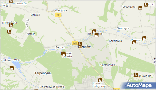 mapa Urzędów, Urzędów na mapie Targeo