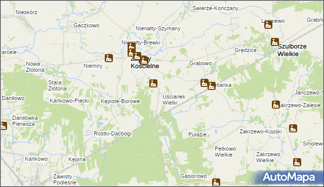 mapa Uścianek Wielki, Uścianek Wielki na mapie Targeo