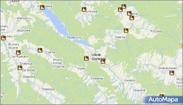 mapa Uście Gorlickie, Uście Gorlickie na mapie Targeo