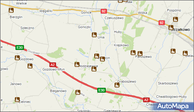 mapa Uścięcin, Uścięcin na mapie Targeo