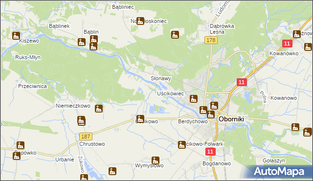 mapa Uścikówiec, Uścikówiec na mapie Targeo