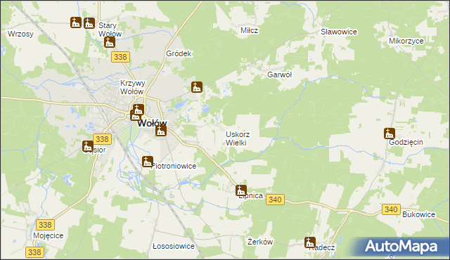 mapa Uskorz Wielki, Uskorz Wielki na mapie Targeo