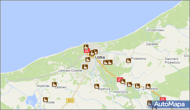 mapa Ustka, Ustka na mapie Targeo