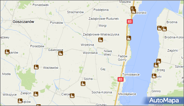 mapa Ustków gmina Warta, Ustków gmina Warta na mapie Targeo