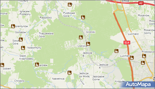 mapa Ustronie gmina Zgierz, Ustronie gmina Zgierz na mapie Targeo