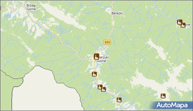 mapa Ustrzyki Górne, Ustrzyki Górne na mapie Targeo