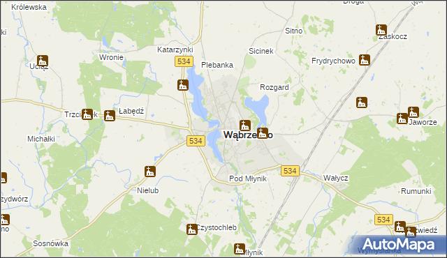 mapa Wąbrzeźno, Wąbrzeźno na mapie Targeo