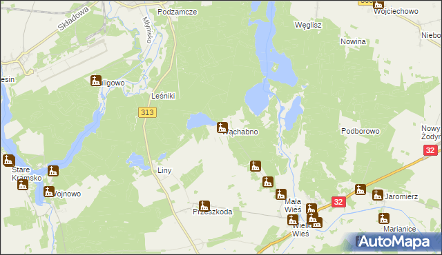 mapa Wąchabno, Wąchabno na mapie Targeo