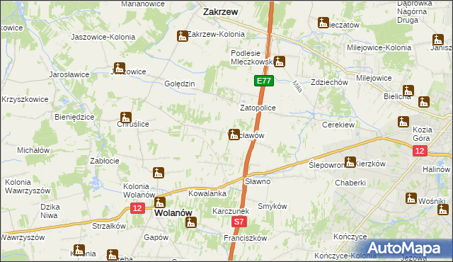 mapa Wacławów gmina Wolanów, Wacławów gmina Wolanów na mapie Targeo