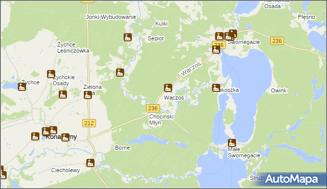 mapa Wączos, Wączos na mapie Targeo