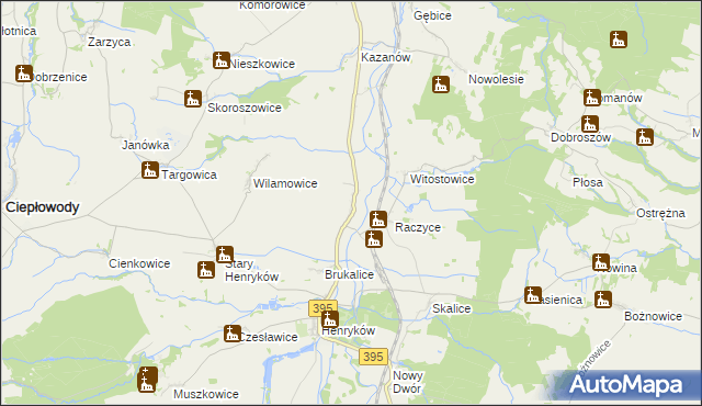 mapa Wadochowice, Wadochowice na mapie Targeo